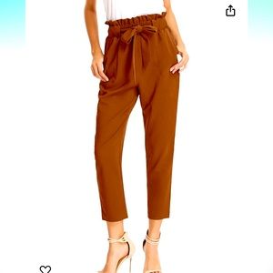 NWOT Grace Karin Cropped Paper Bag Waist Pants with Pockets Size Medium